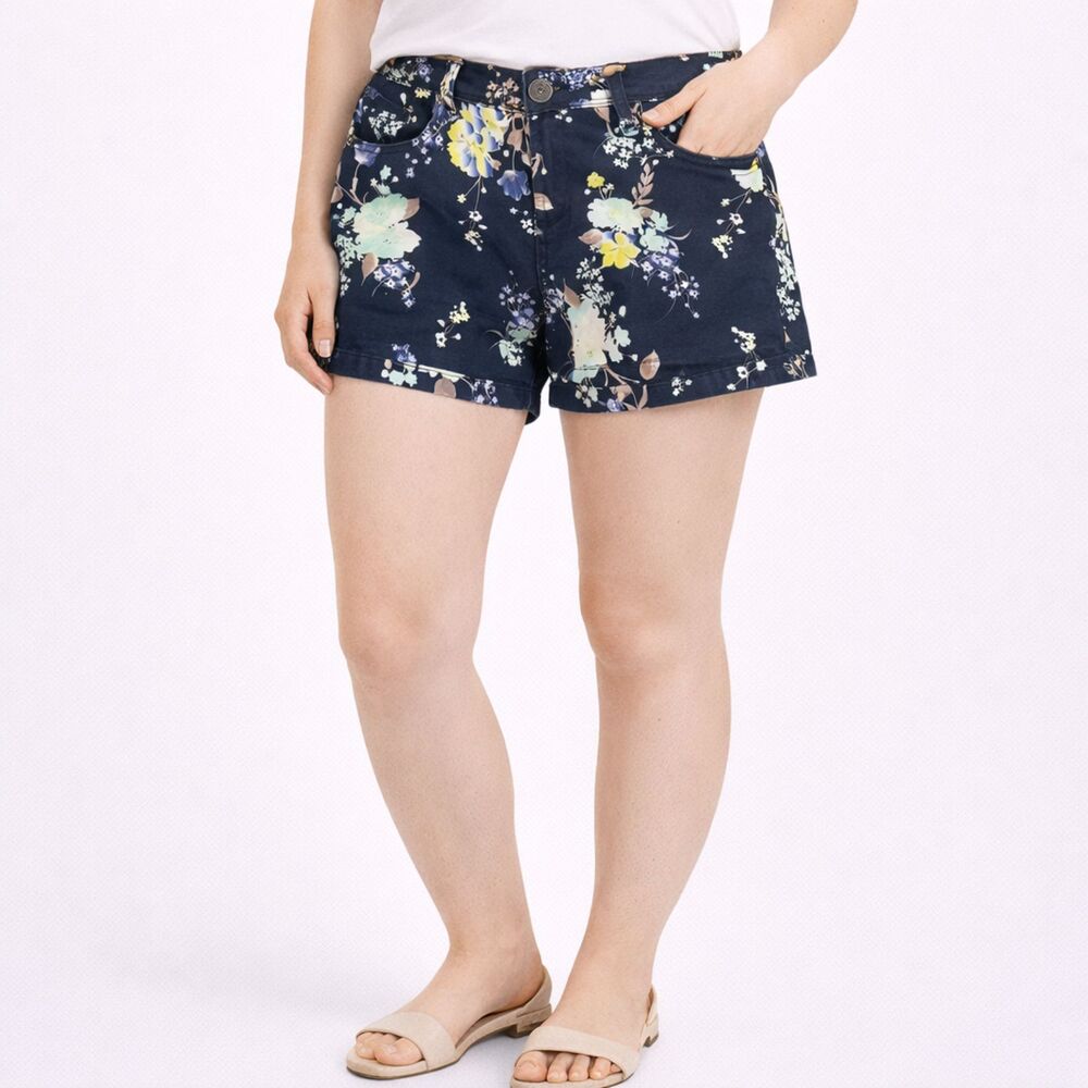 Cotton On Colour Navy Floral Short Shorts 8